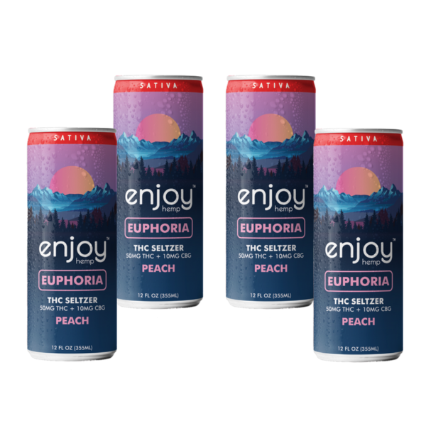 Enjoy: Euphoria 50mg THC + 10mg CBG Peach Seltzer - Sativa - 4pack